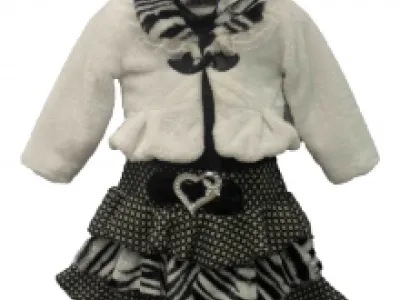 Ensemble robe et veste fausse fourrure fille