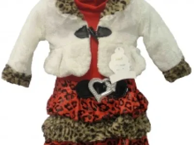 Ensemble robe et veste fausse forrure fille