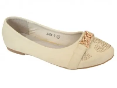 Ballerines filles décorées de cœurs en strass et chaînes dorées