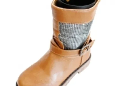 Bottines enfant avec empiècement argenté et brides