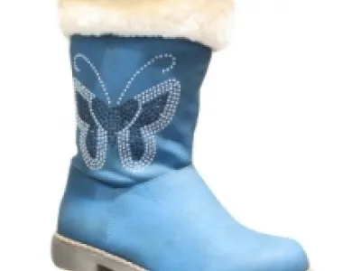 Bottines fourrées pour enfant avec motif papillon à strass