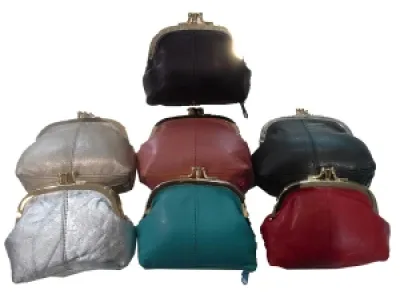 Porte-monnaie rétro en cuir avec zip dessous