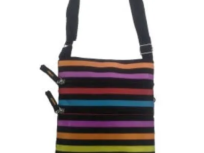 Sac bandoulière vertical à rayures multicolores
