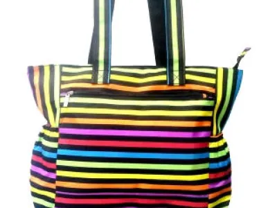 Sac à main imprimé rayures multicolores