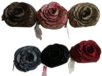 Mini porte-monnaie style rose fleur imprimée