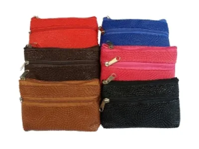 Porte-monnaie galuchat avec poche zippée