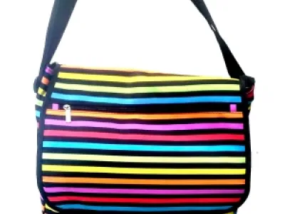 Sac bandoulière besace à rayures multicolores