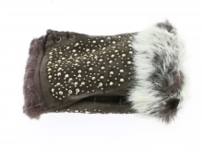 Gants mitaines cloutés avec doublure fourrure
