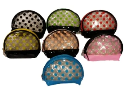 Porte-monnaie transparent zippé à pois