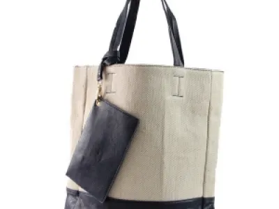 Sac shopping en deux tons avec portefeuille