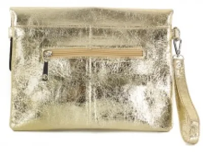 Sac à main doré avec dragonne et sangle amovible