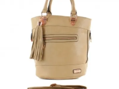 Sac cabas multizip orné de pompons