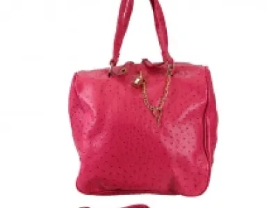 Sac cabas en autruche avec son cadenas et clé