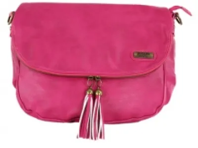 Sac à main avec rabat zippé et pompons