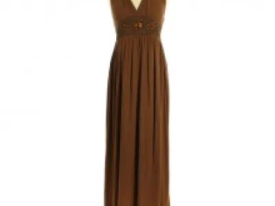 Robe drapée longue avec smocks au dos