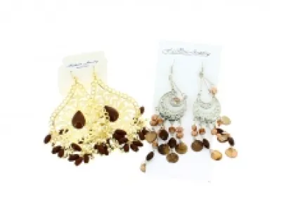 Boucles d’oreilles pendantes fantaisie ornées de perles