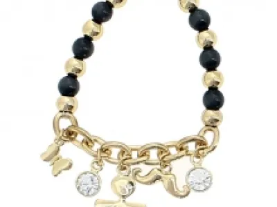 Bracelet en perles avec chaîne et breloques fantaisie