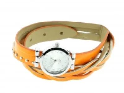 Montre bracelet double tour tressé et clouté