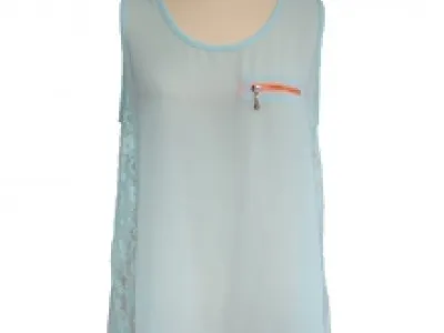 Top avec poche zippée et dentelle au dos