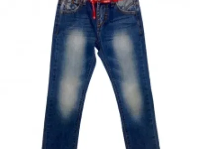 Jeans délavé avec ceinture à nouer