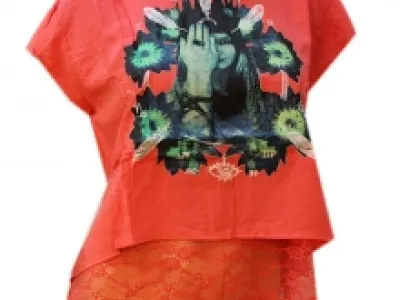 T-shirt en deux tons avec dentelle