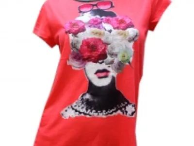 T-shirt avec motif photo et zip au dos