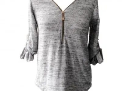 Pull chiné doté d’un col V zippé