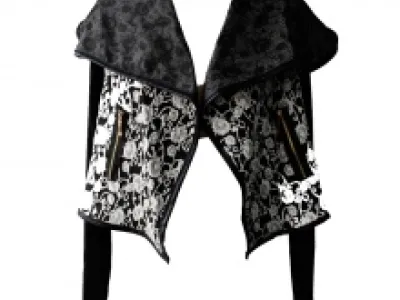 Gilet imprimé fleuri avec col châle