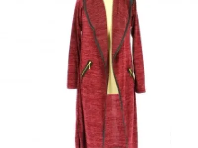 Gilet chiné long avec col châle et poches zippées