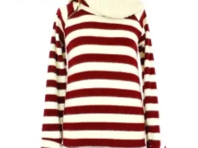 Pull rayé avec col fourré et zip diagonal