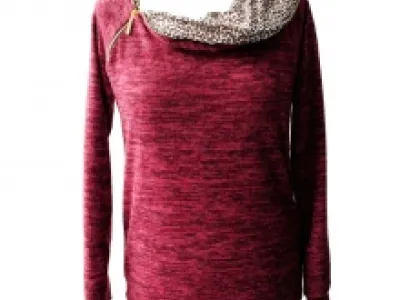 Pull chiné avec col léopardé