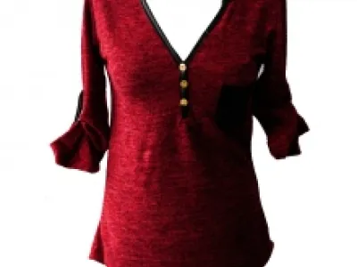Pull chiné avec poche poitrine et manches retroussables