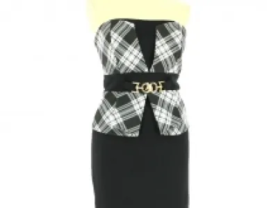 Robe bustier avec haut à carreau et ceinture fantaisie