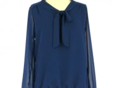 Chemise femme avec col noué et élastique à la base