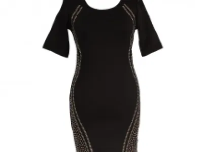 Robe sertie de strass avec manches 3/4