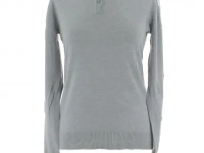 Pull tendance avec épaules à dentelles et col boutonné