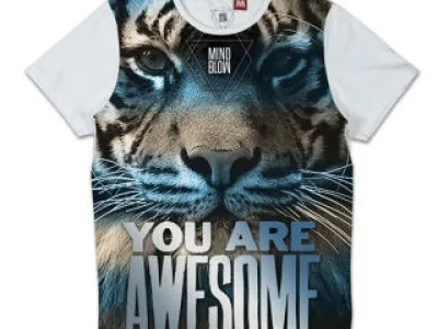 T-shirt homme motif tête de tigre et you are awesome