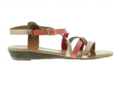 Sandales femmes avec brides tricolores croisées