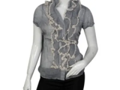 Chemise femme avec col froufrou