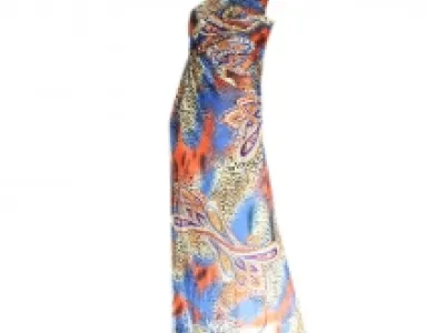 Robe d’été imprimée fantaisie avec épaule romaine