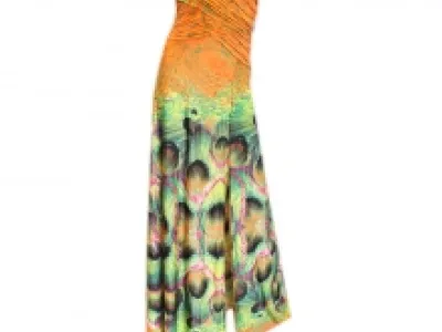 Robe d’été bustier longue avec motif queue de paon