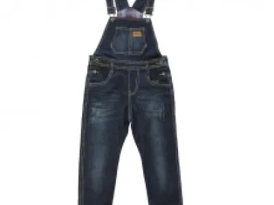 Salopette jeans avec revers carreau
