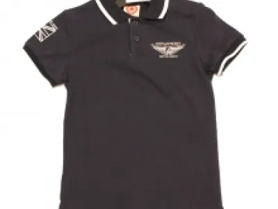 Polo avec motif brodé et biais contrastant