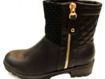 Bottines femme avec empiècement matelassé et zip sur chaque côté