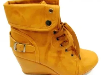 Bottines compensées avec lacet pour femme