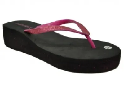 Tongs pailletées avec semelle épaisse