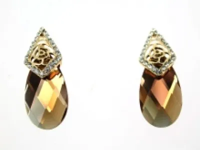 Boucles d’oreilles fantaisies avec pierres facettées et strass
