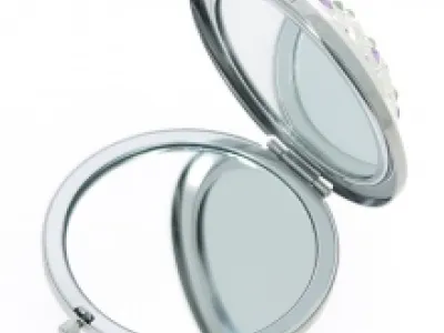 Miroir de sac rond enjolivé de strass avec double face