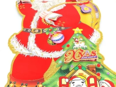 Décoration murale père Noël et son gros sac