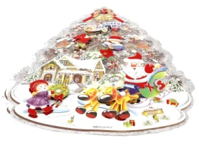 Décoration murale neige et père Noël avec son carrosse